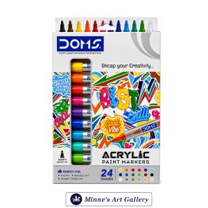 DOMS Acrylic Paint Markers – 24 Shades (Soft Bullet Tip) Front View