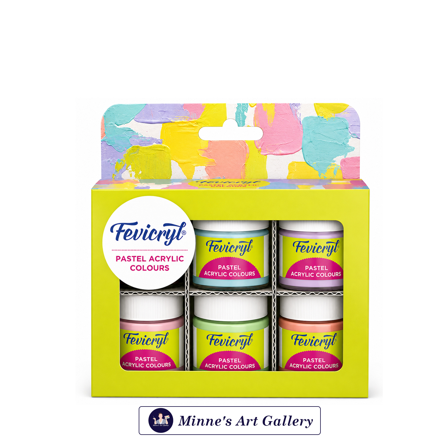 Fevicryl Pastel Acrylic Colours – 6 Shades (15ml) Front View