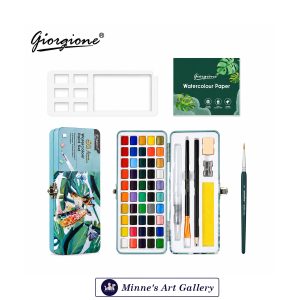 Giorgione 50-Color Solid Watercolour Paint Set Complete Art Kit