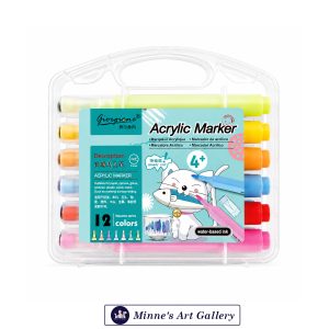 Giorgione Acrylic Marker Set – 12 Colours Macaron Series Front View