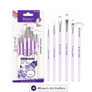 Giorgione Nylon Synthetic Paint Brush Set – 6 Pieces (Purple) Front View
