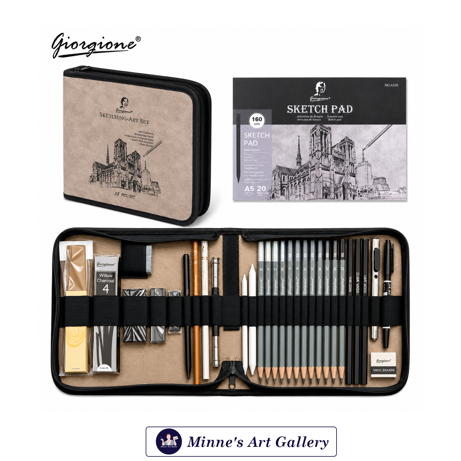 Giorgione Sketching-Art Set – 38+1 Pieces