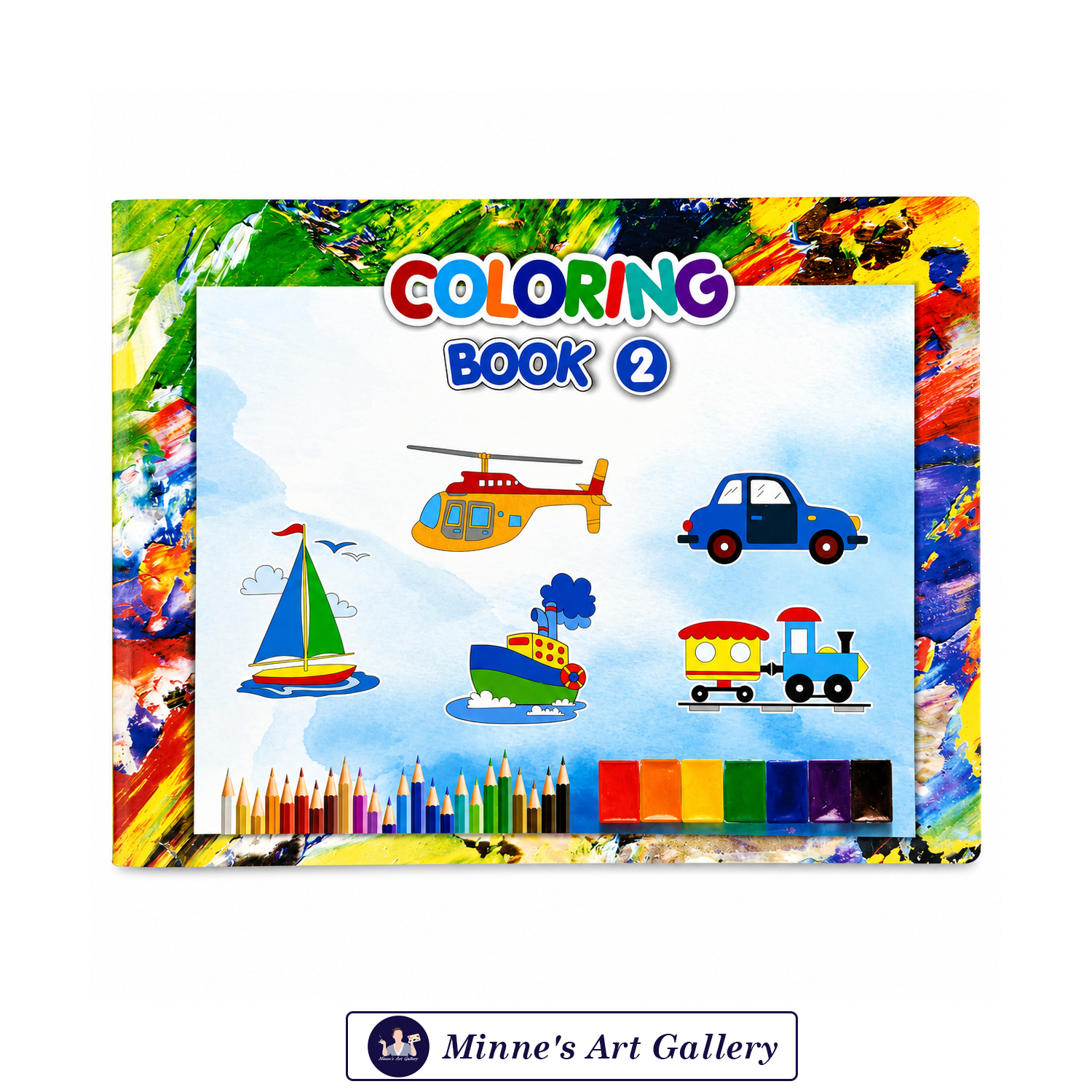 Hearts Vehicles & Transport Coloring Book – 24 Sheets