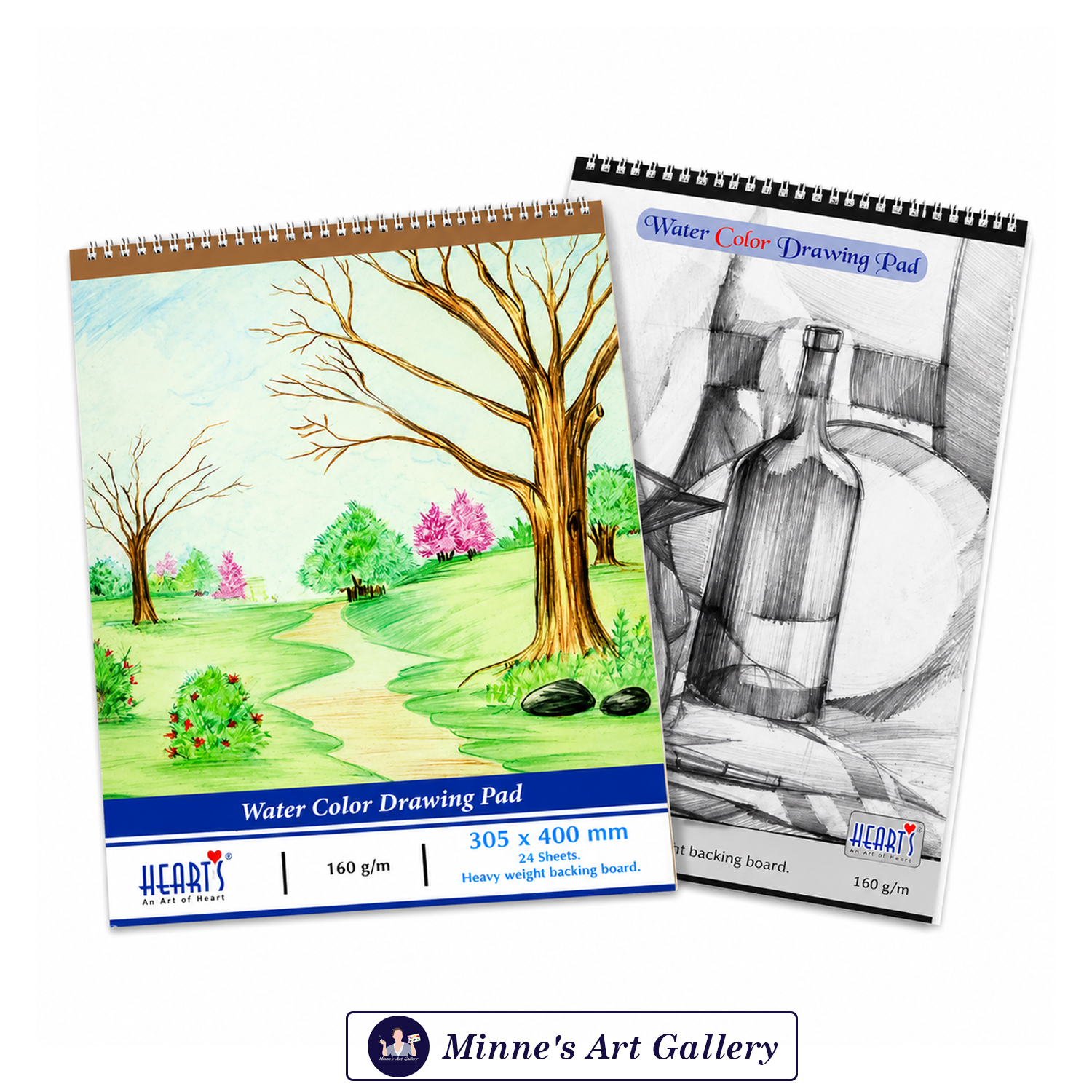 Hearts Watercolor Drawing Pad – A3+ (160 GSM)