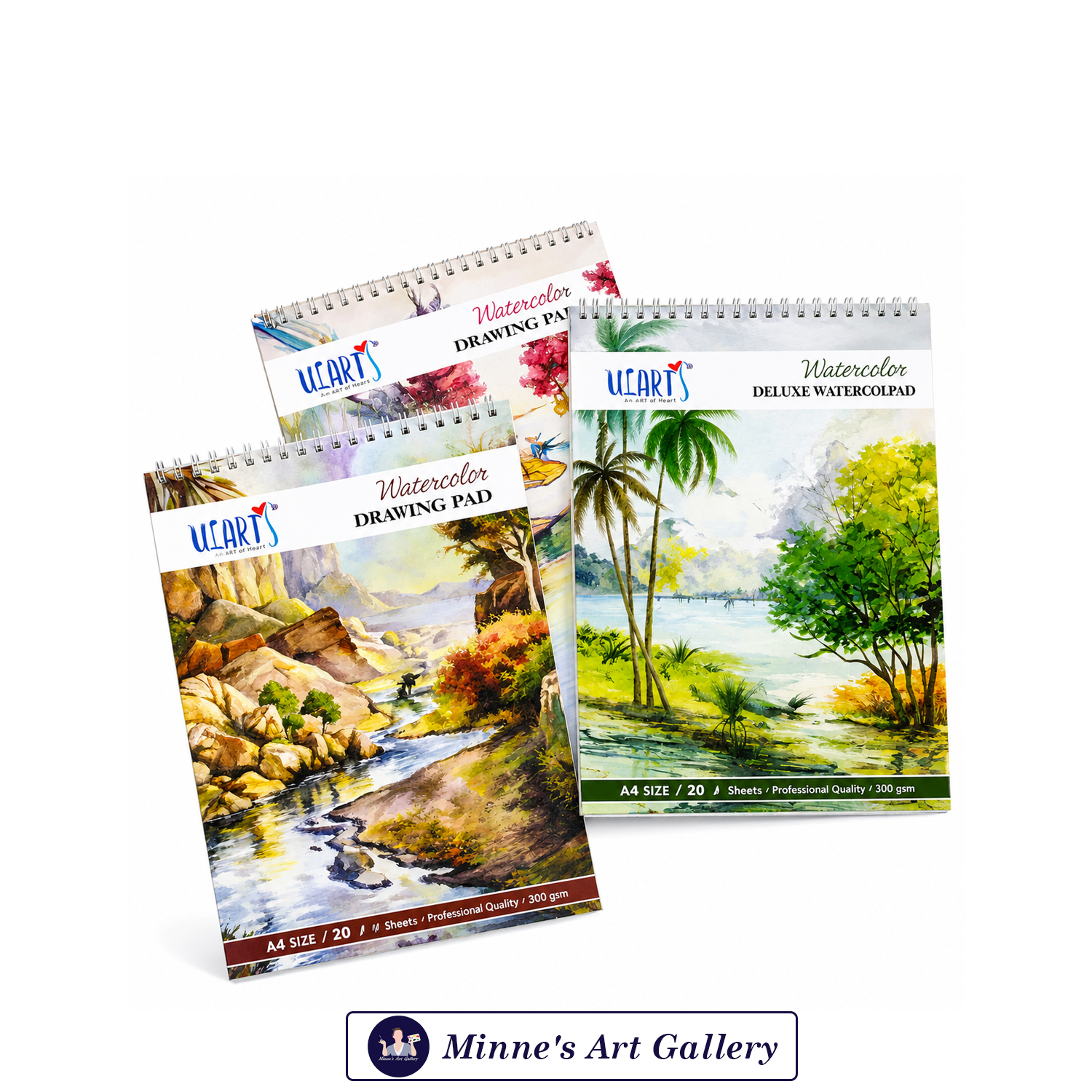 Hearts Watercolor Drawing Pad – A4+ (160 GSM)