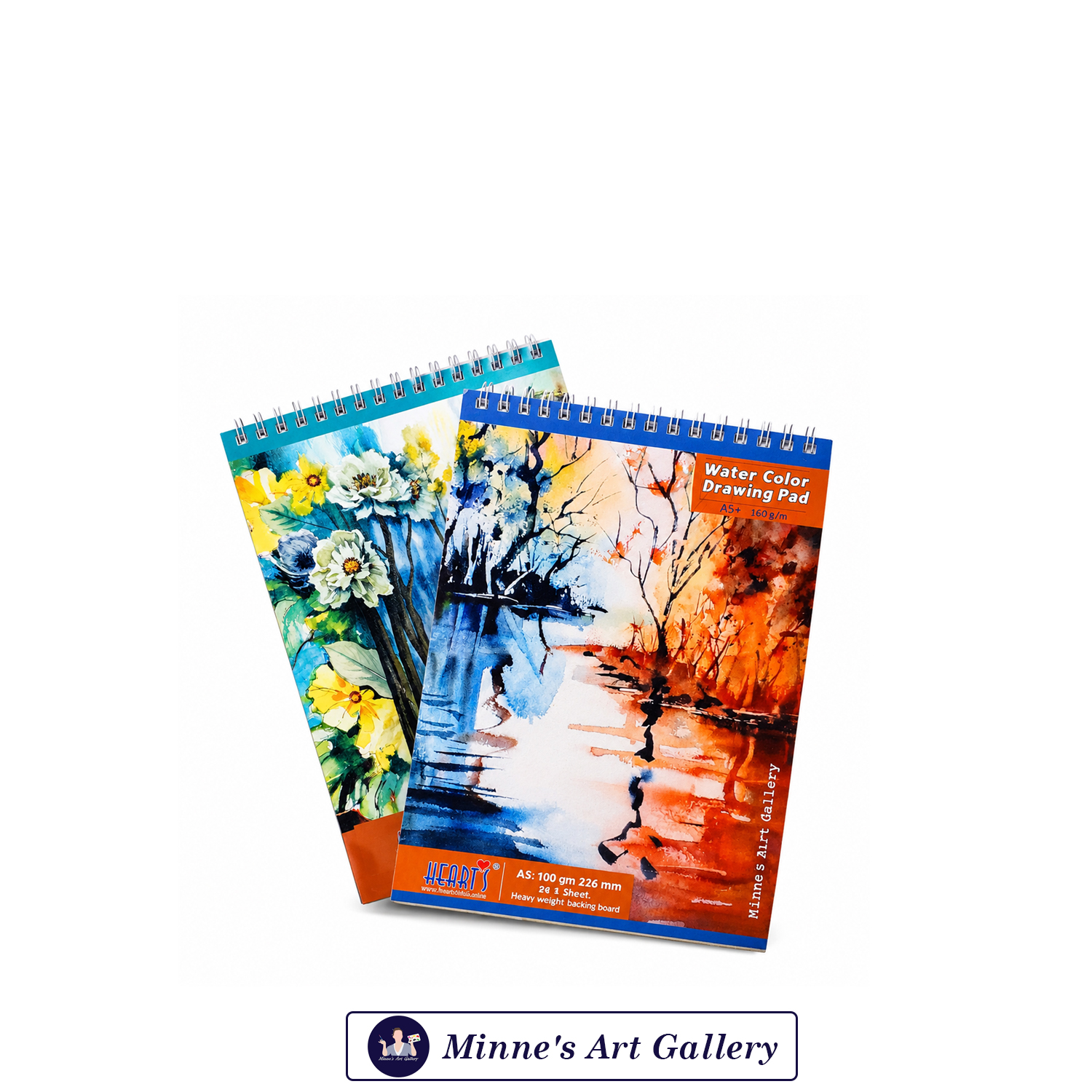 Hearts Watercolor Drawing Pad – A5+, 160 GSM