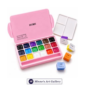 HIMI Gouache Paint Set – 18 Colours, 30g – Pink Case