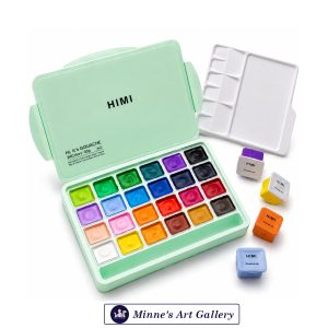 HIMI Gouache Paint Set – 24 Colours, 30g – Green Case