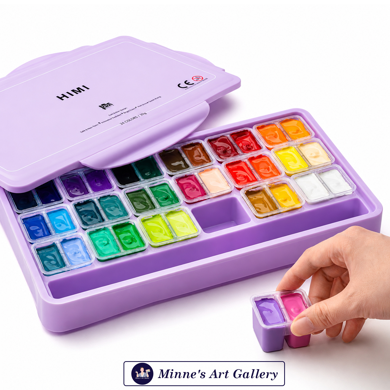 himi-gouache-paint-set-36-twin-cup-colours-purple-case-12g-back HIMI 36 Colours Twin Cup Gouache Paint Set 12g Purple Case