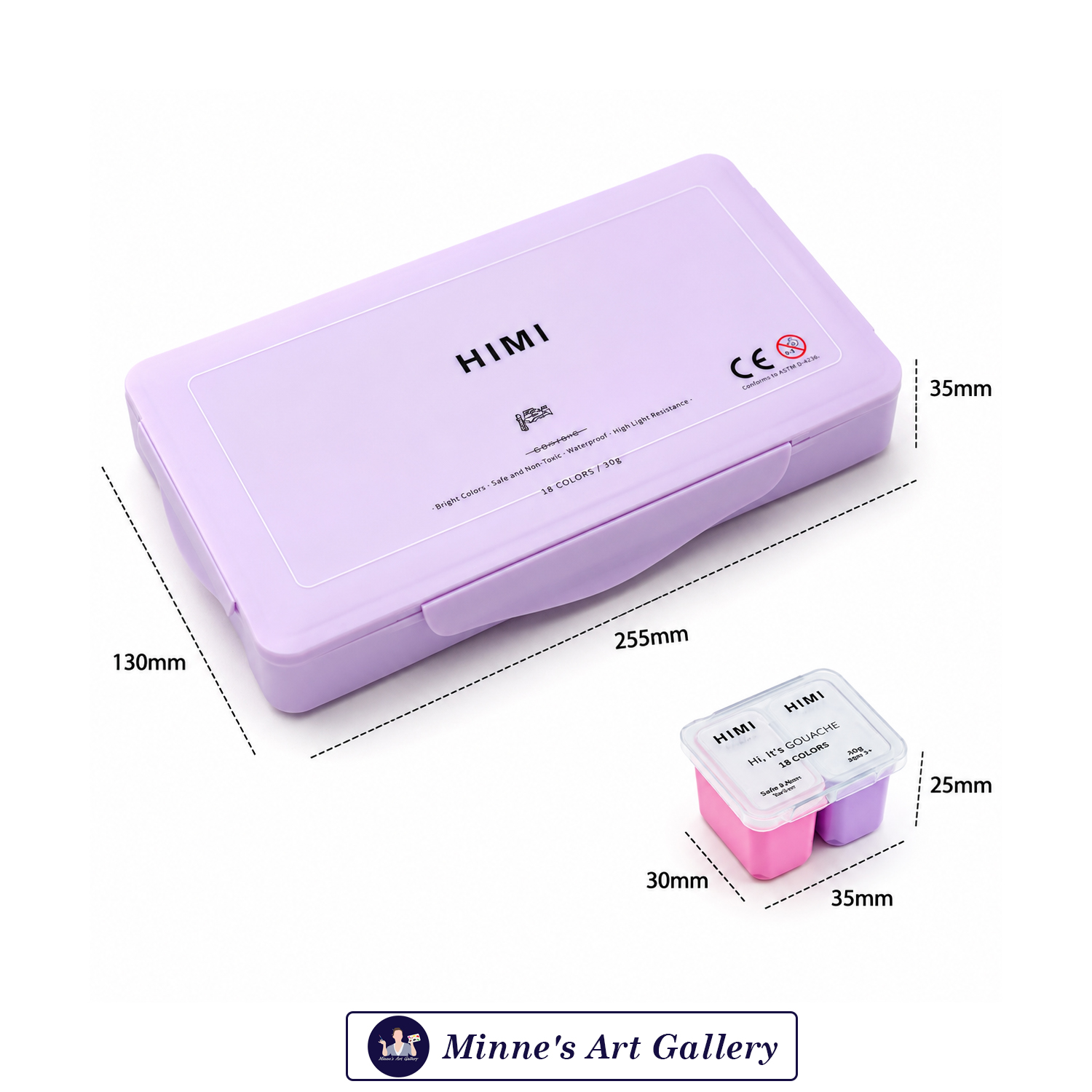 himi-gouache-paint-set-36-twin-cup-colours-purple-case-12g-creative-36-twin-cup-colours-purple-case HIMI Gouache Paint 36 Colours Twin Cup 12g Purple Case