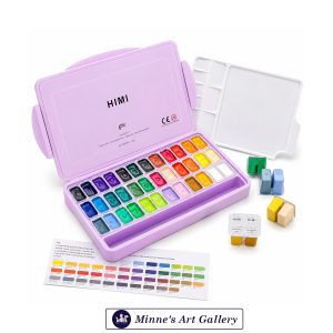 HIMI Gouache Paint Set – 36 Colours, Twin Cup, 12g – Purple Case