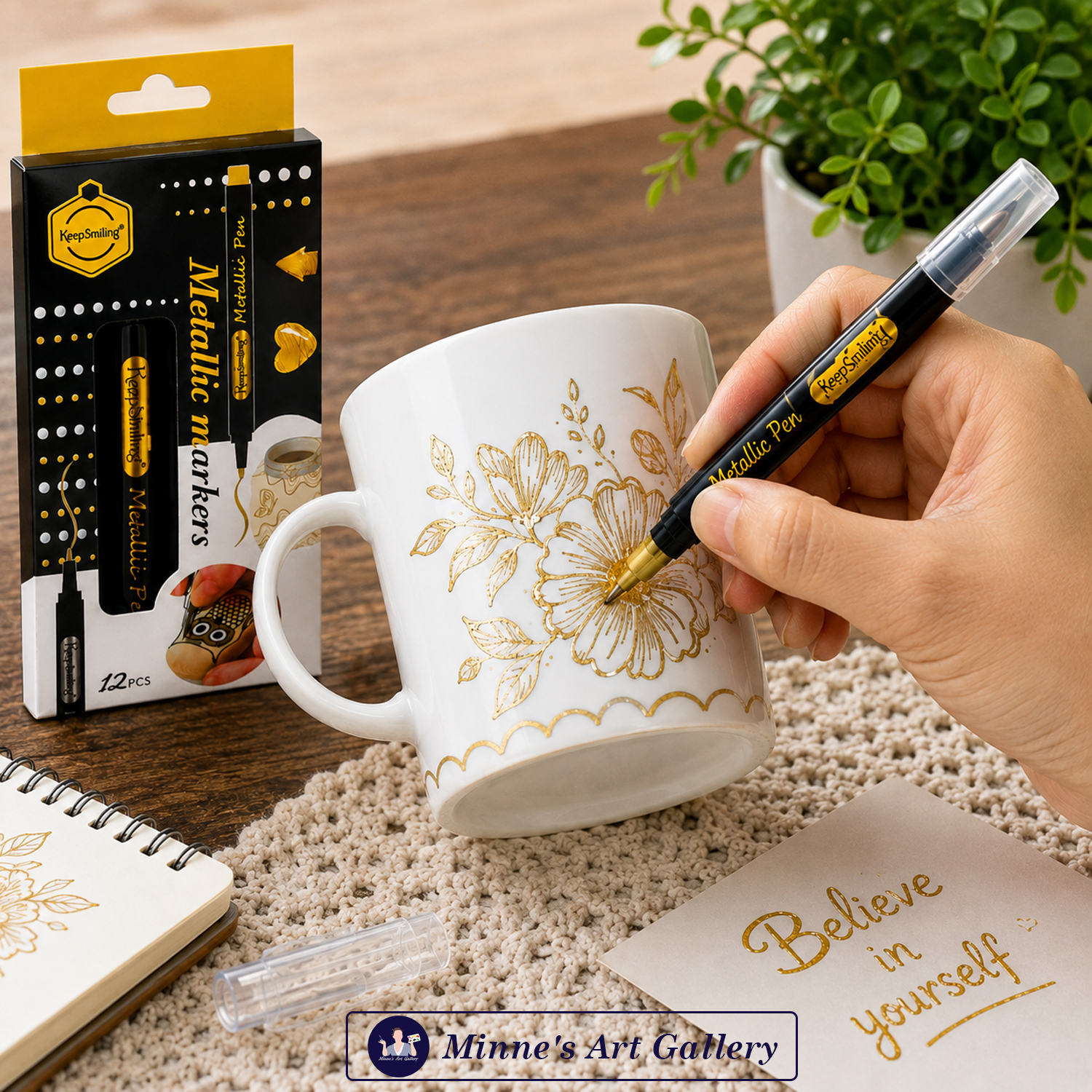 keep-smiling-metallic-marker-pen-gold-single-creative-gold Keep Smiling Metallic Gold Marker Pen for Drawing