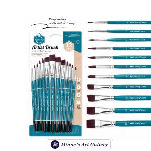 Keep Smiling Mixed Artist Brush Set – 12 Pieces A6613 Front View