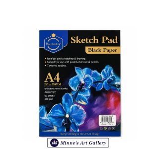 Keep Smiling Sketch Pad – A4 Black Paper, 200 GSM, 20 Sheets