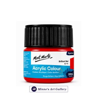 Mont Marte Signature Acrylic Colour – Brilliant Red (100ml) Front View