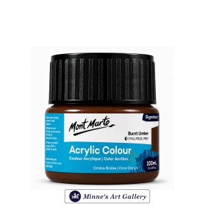 Mont Marte Signature Acrylic Colour – Burnt Umber (100ml) Front View