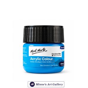 Mont Marte Signature Acrylic Colour – Cerulean Blue (100ml) Front View