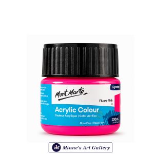 Mont Marte Signature Acrylic Colour – Fluoro Pink (100ml) Front View