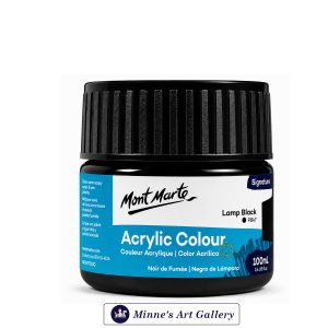 Mont Marte Signature Acrylic Colour – Lamp Black (100ml) Front View