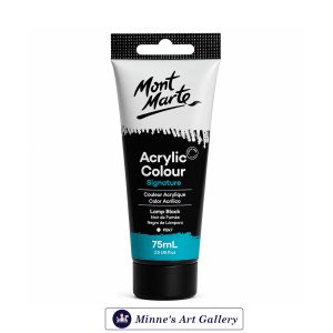Mont Marte Signature Acrylic Colour – Lamp Black (75ml) Front View