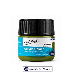 Mont Marte Signature Acrylic Colour – Olive Green (100ml) Front View
