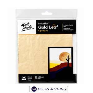 Mont Marte Signature Imitation Gold Leaf – 25 Sheets (14 × 14cm) Front View