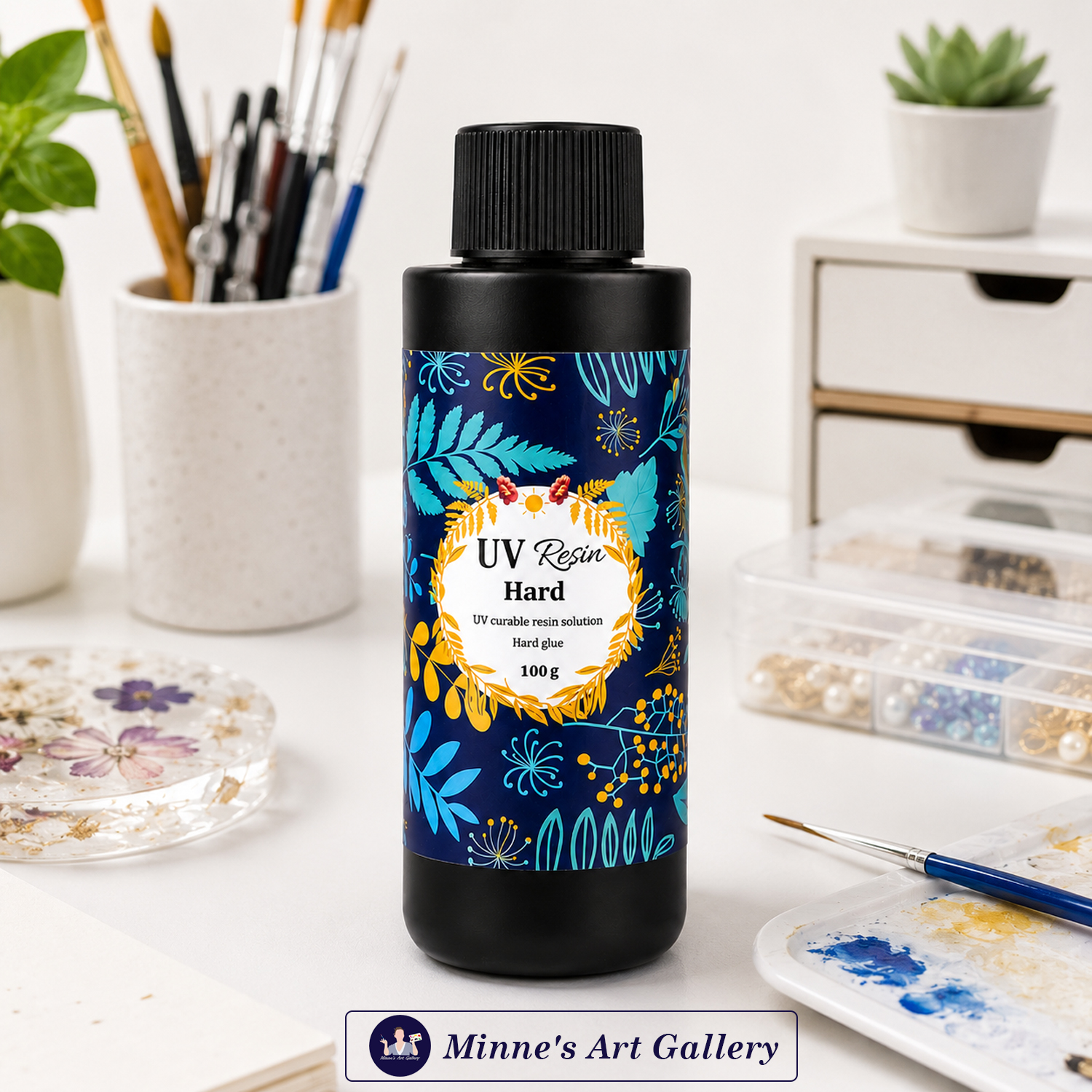 uv-resin-hard-glue-uv-curable-resin-clear-100g-back UV Resin Hard Glue – 100g Bottle & Packaging View