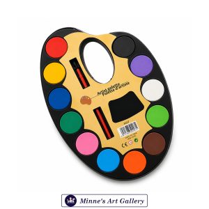 Watercolour Paint Set 12 Colours with Mixing Tray and Precision Brushes