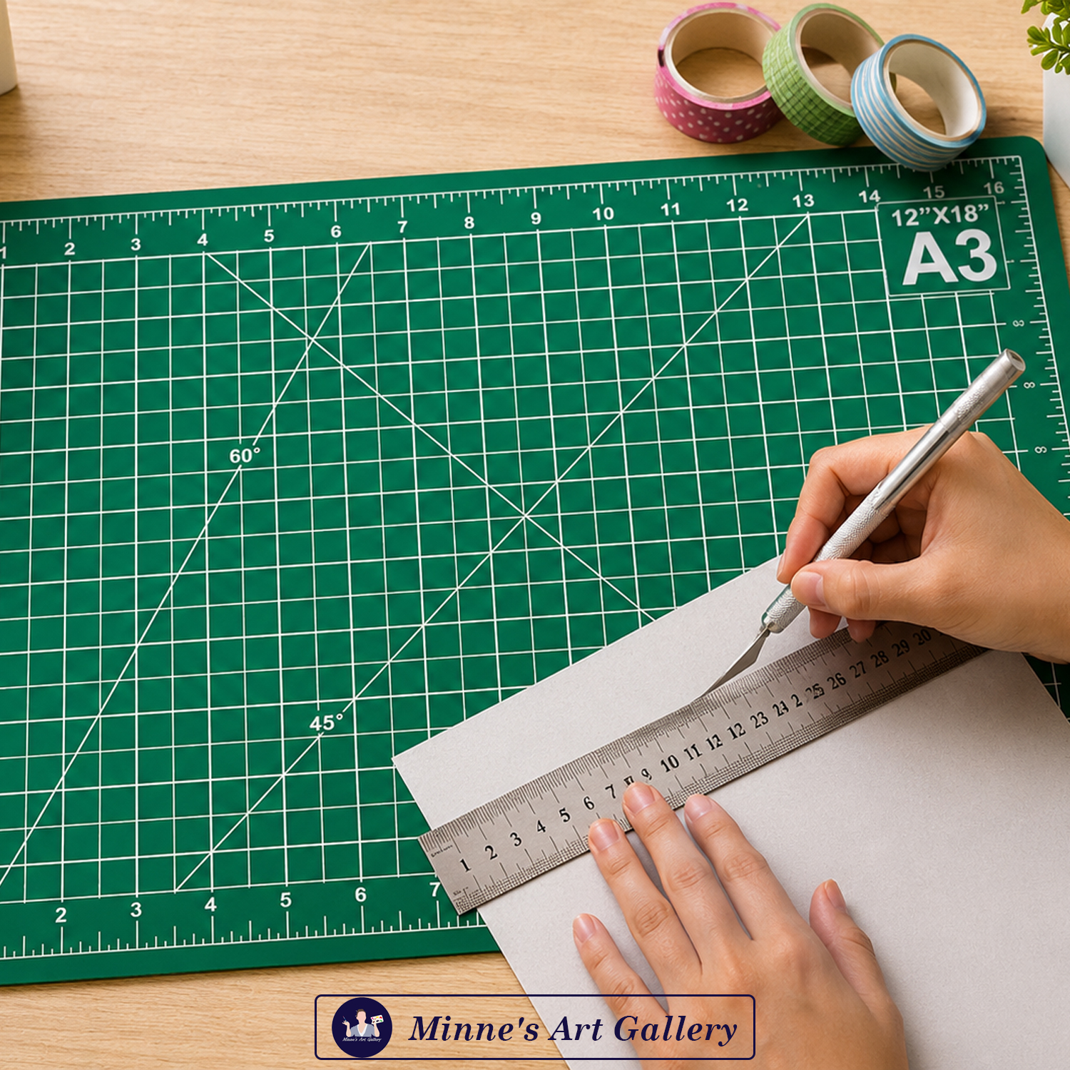 a3-cutting-mat-12x18-inch-green-closeup A3 Green Cutting Mat 12 x 18 Inch Grid Surface Close-Up