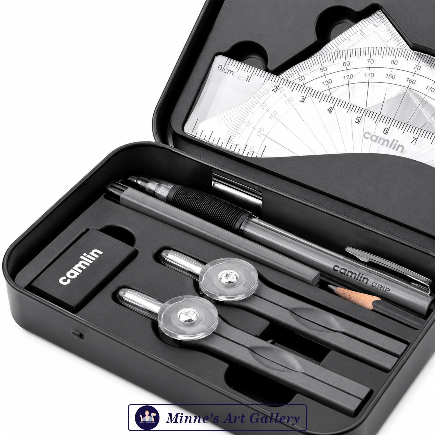 camlin-scholar-plus-geometry-box-11-piece-set-closeup Camlin Scholar+ Geometry Box 11 Pieces Stationery Set Close-Up