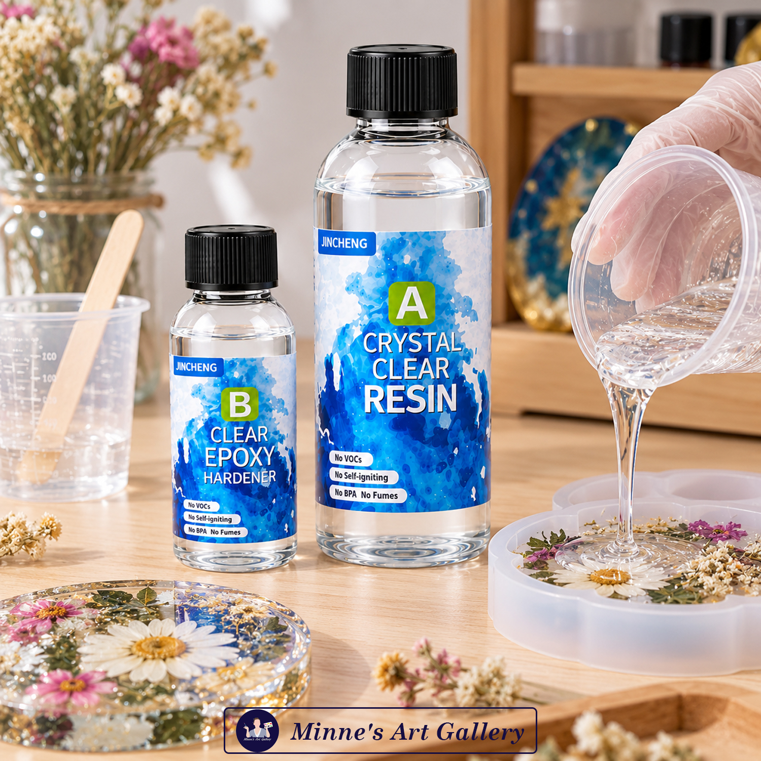 jincheng-crystal-clear-epoxy-resin-400ml-3-1-ratio-closeup Jincheng Crystal Clear Epoxy Resin 3:1 Ratio 400ml Close-Up