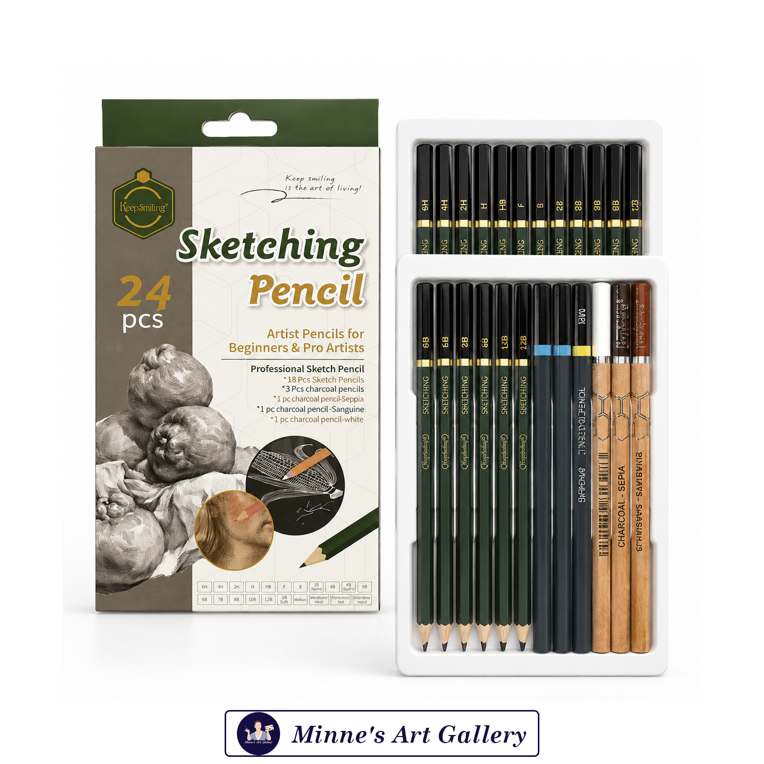 Keep Smiling Sketching Pencil Set 24 Pieces