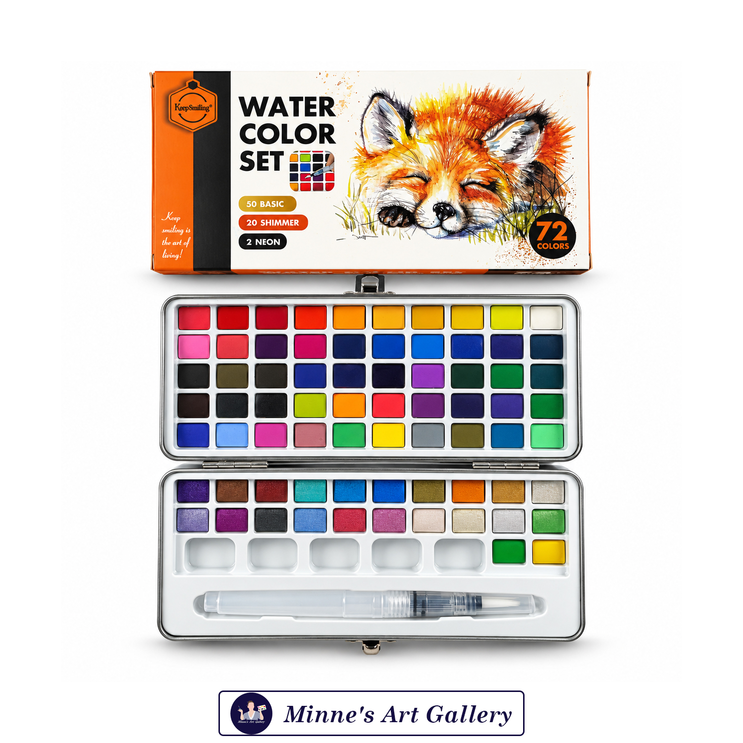 Keep Smiling Solid Watercolour Set 72 Colors Tin Box