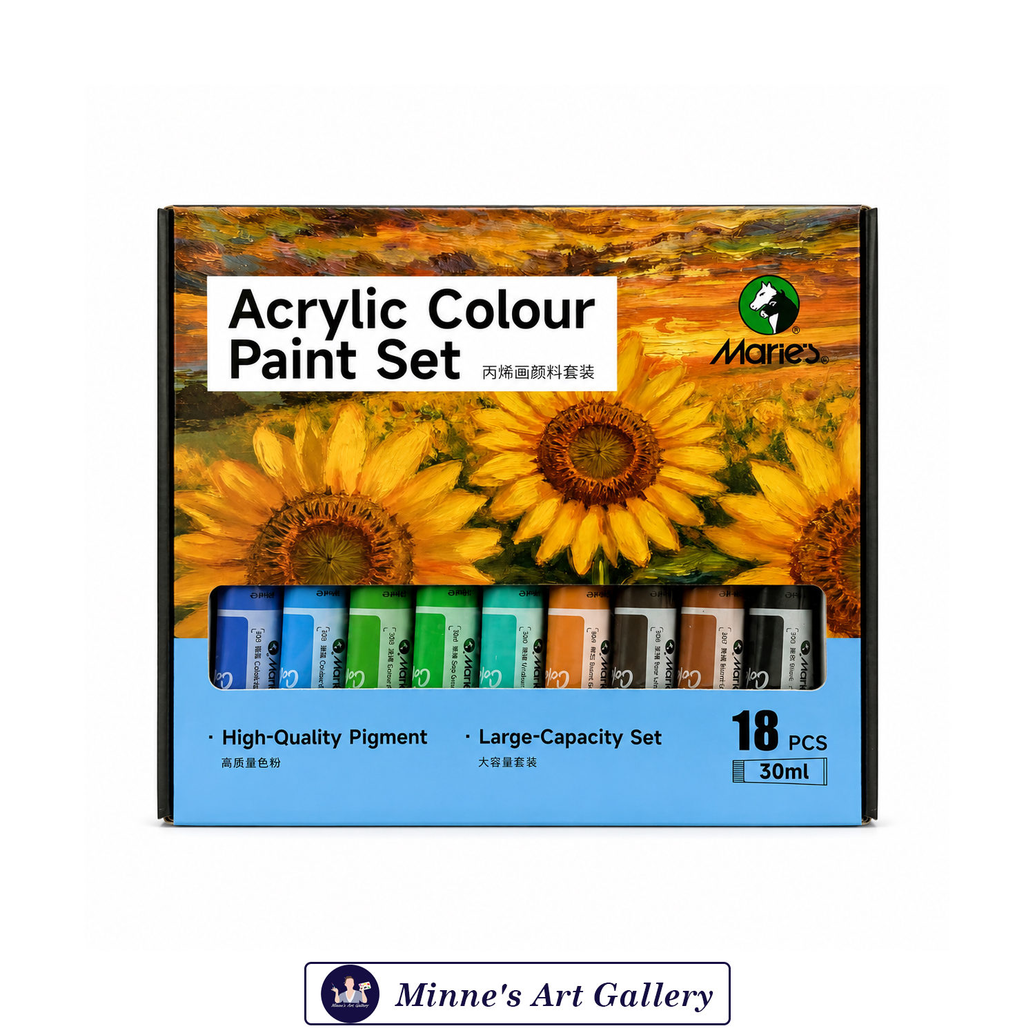 Maries Acrylic Colour Paint Set 18 Colours 30ml