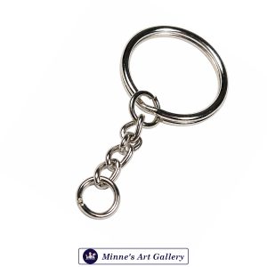 Metal Keychain Ring with Chain Silver