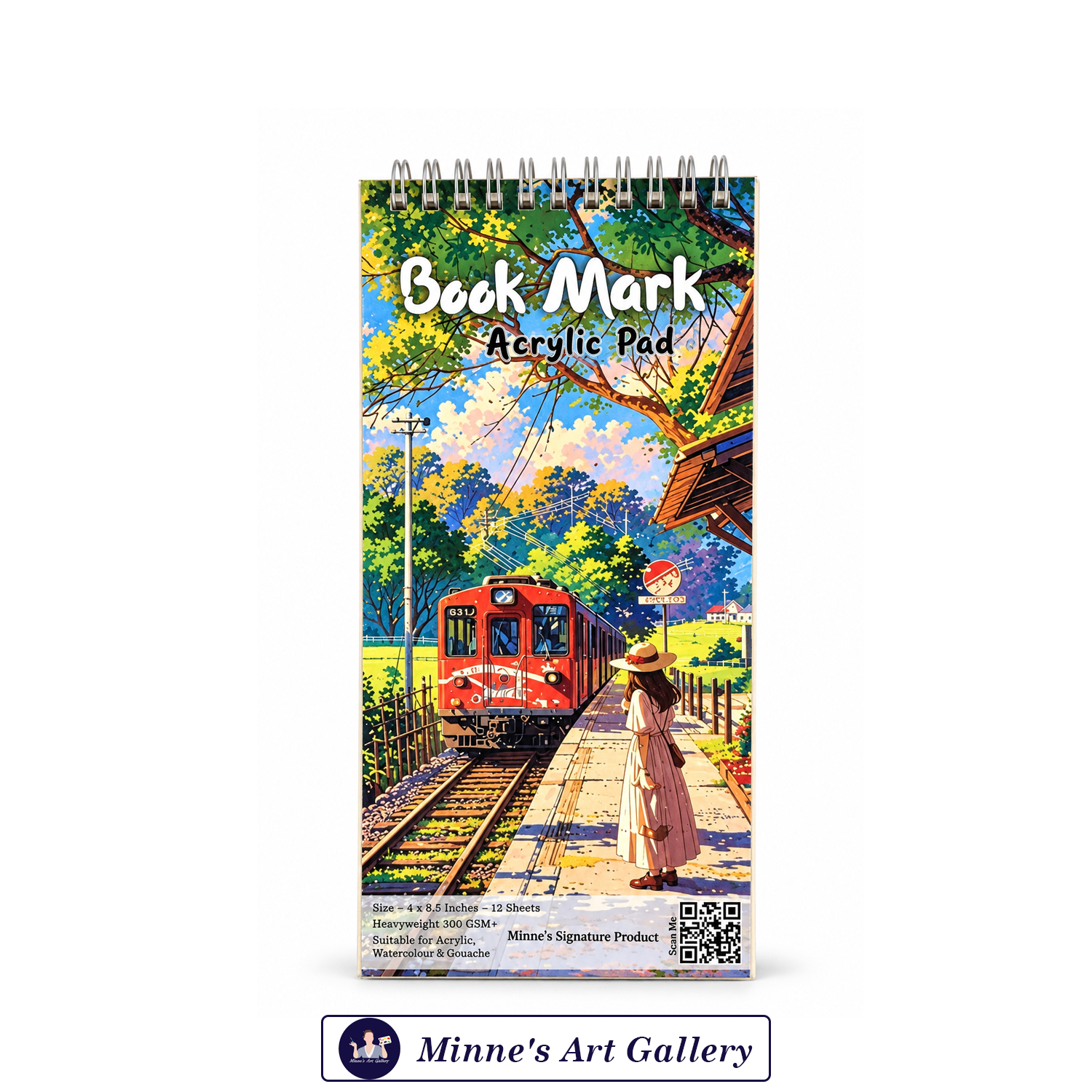 Minne’s Bookmark Acrylic Pad Sunset Station Edition 300gsm+ 7 × 3.5 Inches