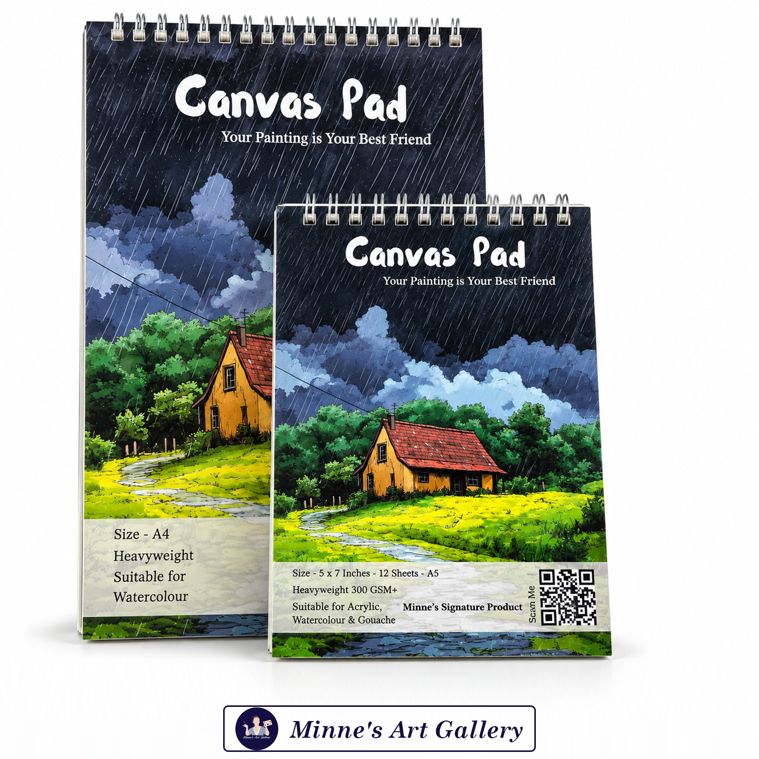 minnes-canvas-pad-a5-12-sheets-300gsm-closeup Minne's Canvas Pad A5 300gsm+ 12 Sheets Paper Texture Close-Up