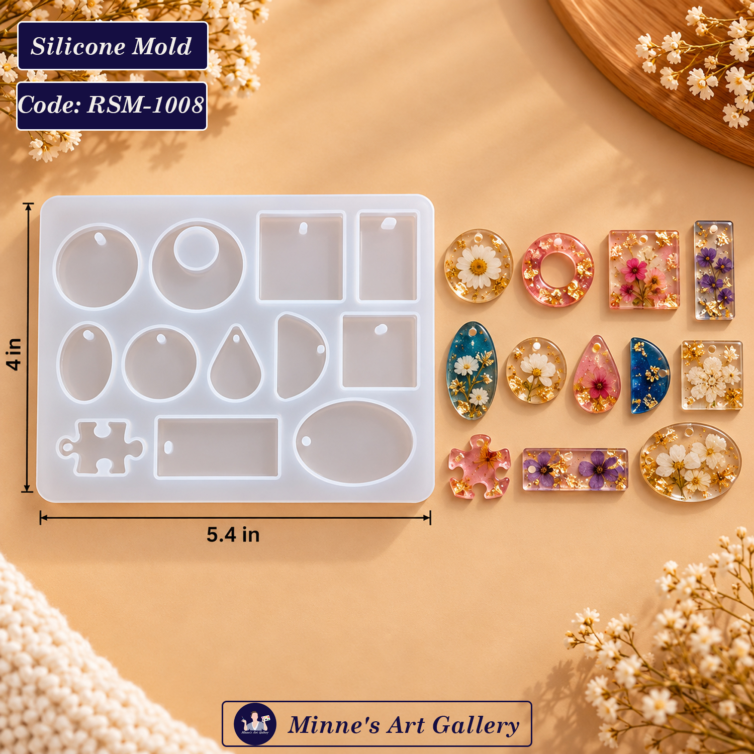 Mixed Shapes Silicone Mold 12 Cavity 5.4 × 4 Inch RSM-1008