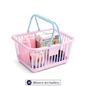 Plastic Storage Basket with Handle Pink