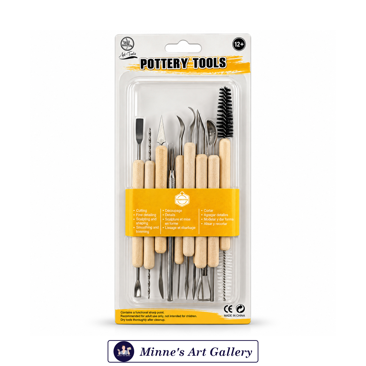 Pottery Tools Set Wooden Handle Multi-Purpose 11-Piece Set