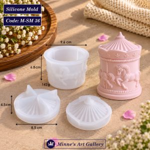 Silicone Mold Carousel Horse Decorative Container Mold M-SM36