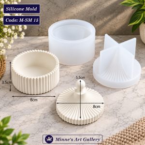Silicone Mold Ribbed Round Container with Lid Mold M-SM15