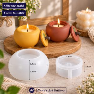 Silicone Mold Round Candle Jar with Lid Mold M-SM07