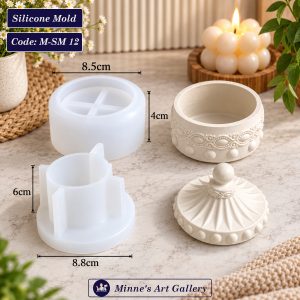 Silicone Mold Vintage Round Container with Lid Mold M-SM12