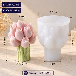 Seated Meditation Figurine Tulip Flower Decorative Container Silicone Mold 10.7 × 7.5 cm M-SM45