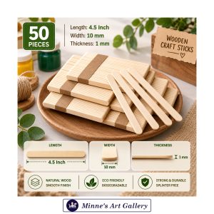 Wooden Craft Sticks 4.5 Inch 50 Pcs Eco-Friendly Popsicle Sticks