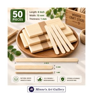 Wooden Craft Sticks 6 Inch 50 Pcs Eco-Friendly Popsicle Sticks