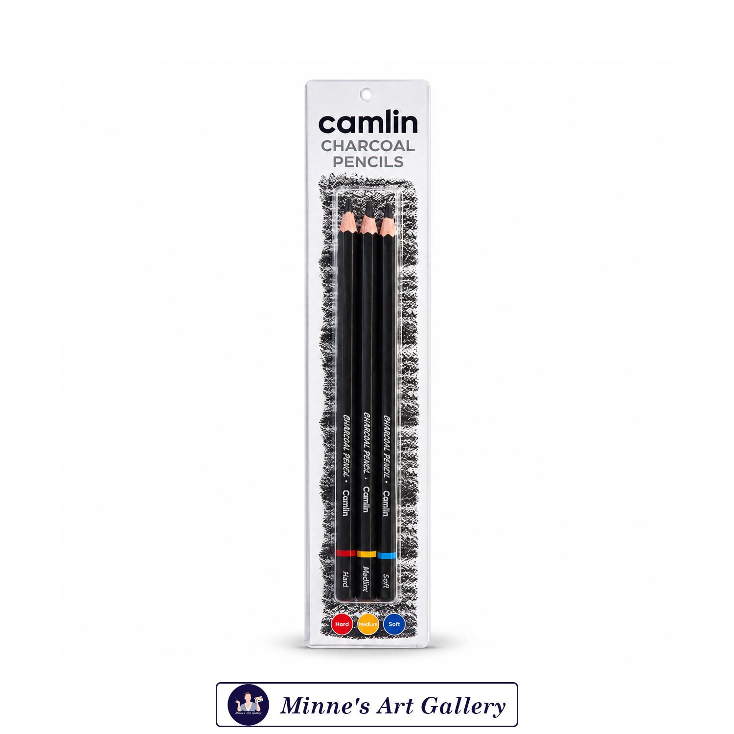 Camlin Charcoal Pencils – 3 Pieces (Hard, Medium & Soft)