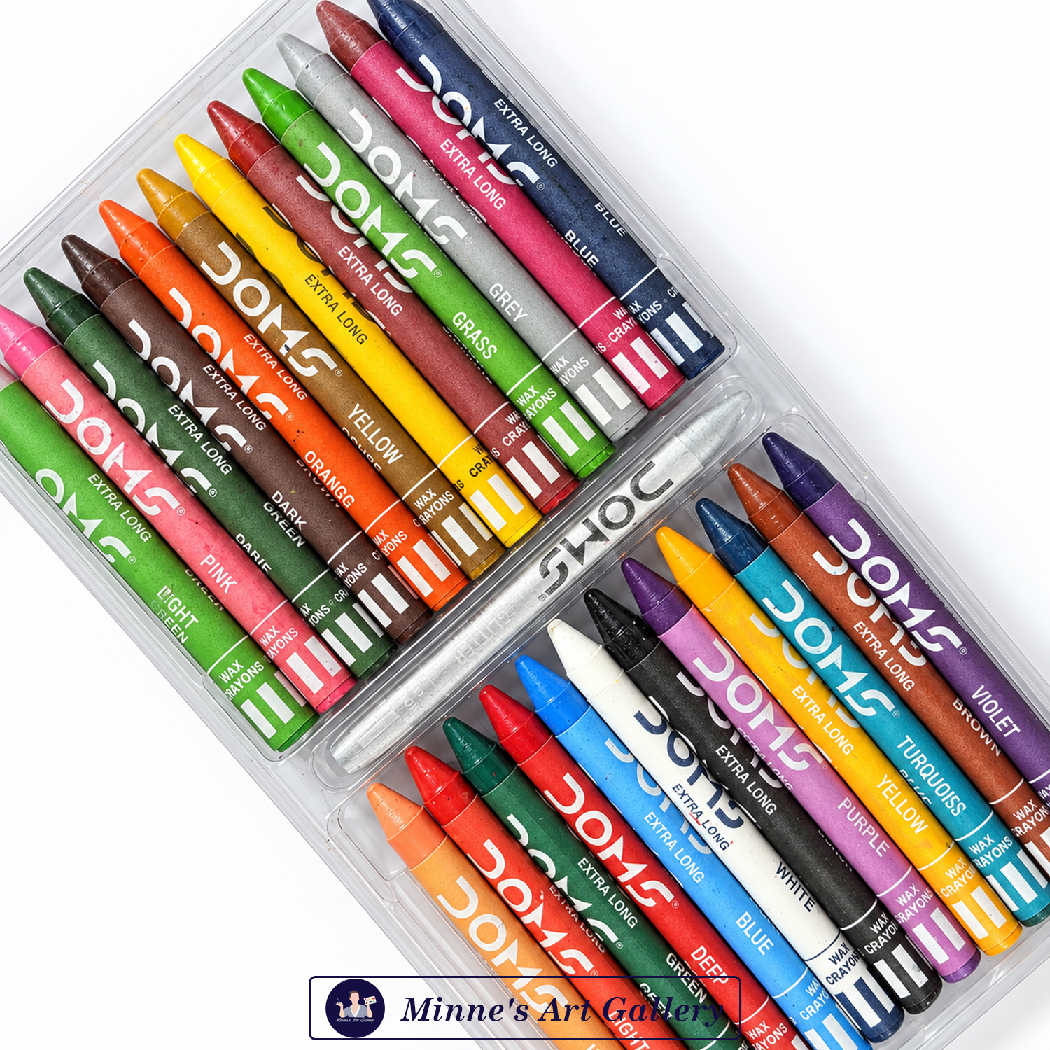 doms-extra-long-wax-crayons-24-plus-1-silver-crayon-closeup DOMS Extra Long Wax Crayons 24 Colors and Silver Crayon Close-Up