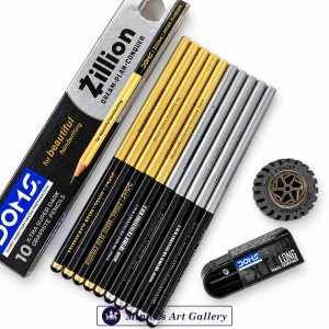 DOMS Zillion Extra Super Dark Graphite Pencils – 10 Pieces with Sharpener & Eraser